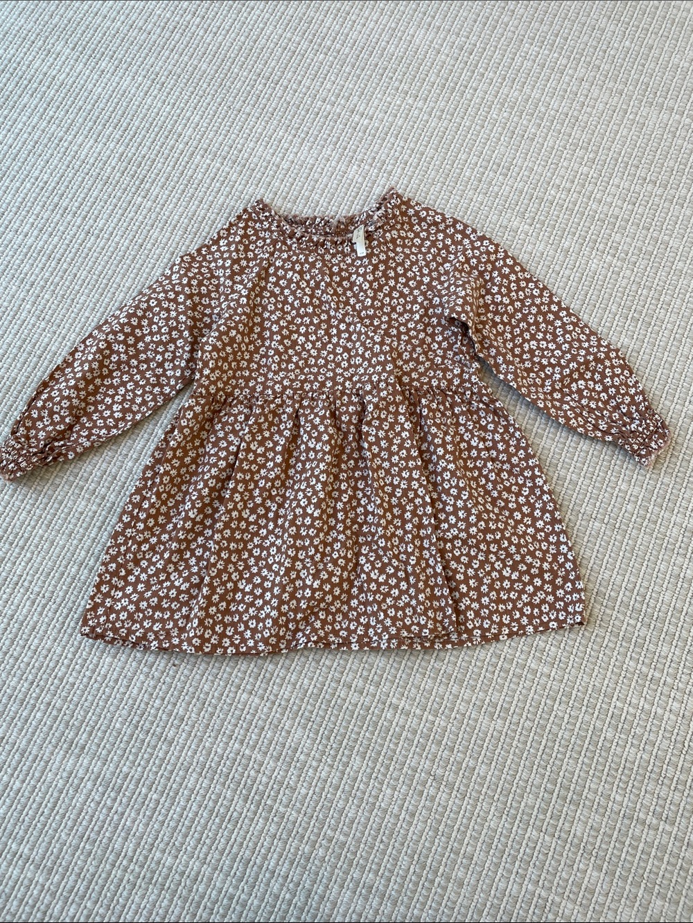 Rylee + Cru Brown Floral Long-Sleeve Girls Dress